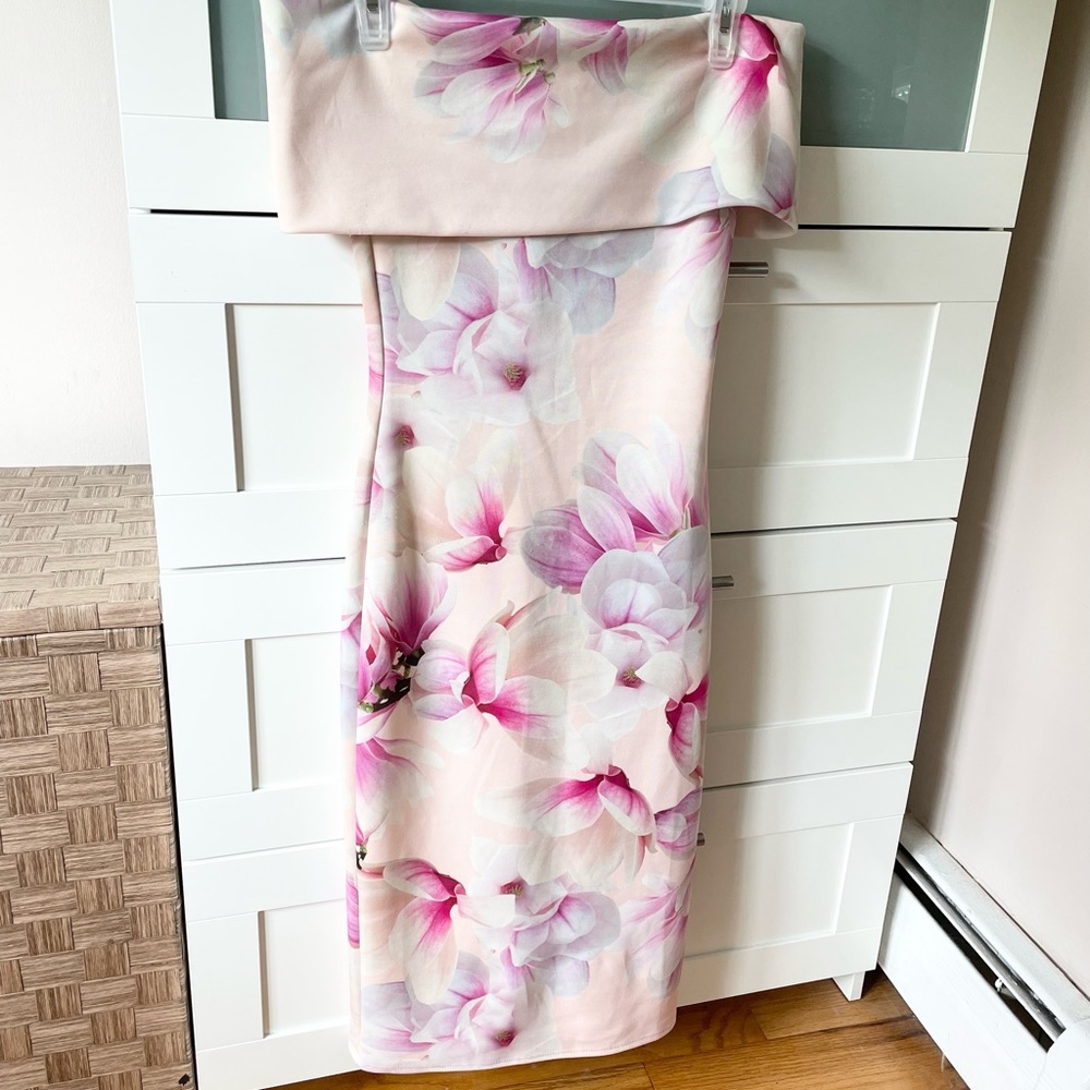 City Goddess London Floral off the shoulder MIDI Dress